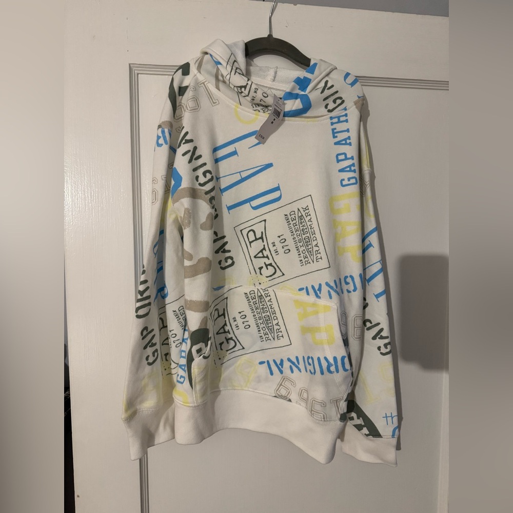 GAP Kids White Graphic Hoodie Size M (8)